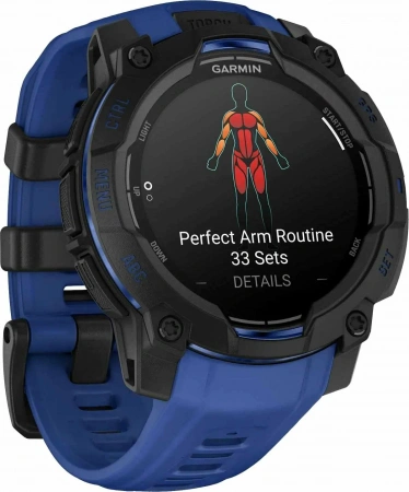 умные часы watch garmin instinct 3 50 amoled black with black/bolt blue band 010-03020-03