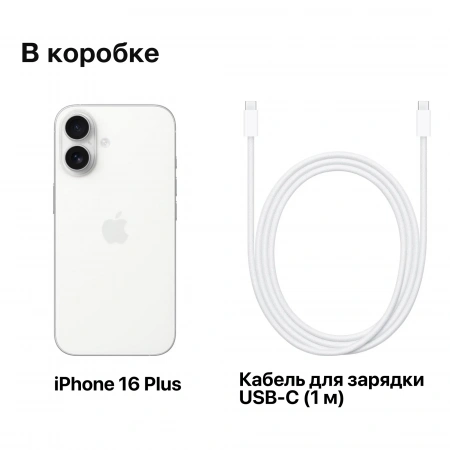 смартфон apple iphone 16 plus 128 гб, white (esim)