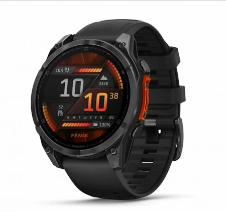 Умные часы Watch Garmin Fenix 8 43 Amoled Sapphire Carbon Gray DLC Titanium with Black Silicone Умные часы Watch Garmin Fenix 8 43 Amoled Sapphire Carbon Gray DLC Titanium with Black Silicone