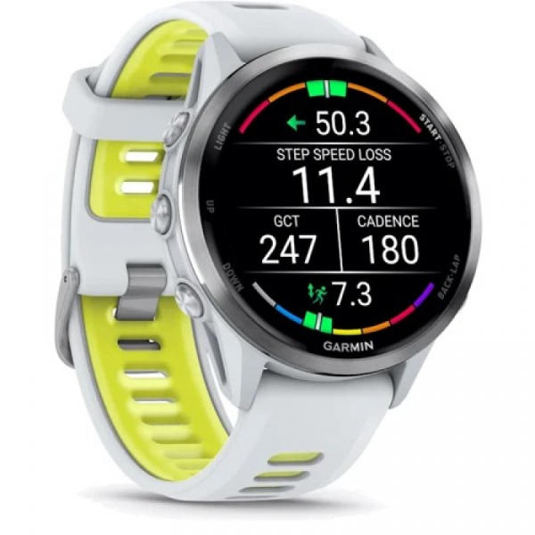 умные часы watch garmin forerunner 970 47mm titanium whitestone/yellow 010-02969-61