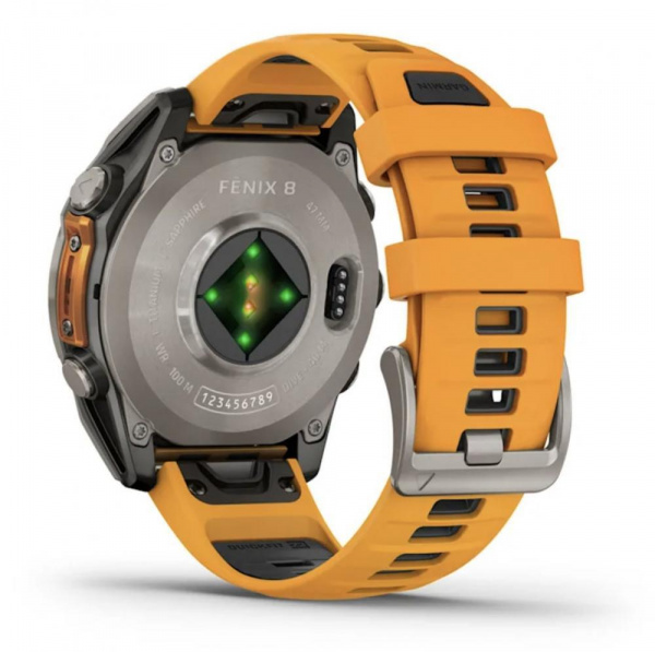 умные часы watch garmin fenix 8 51 amoled sapphire titanium spark orange 010-02905-53