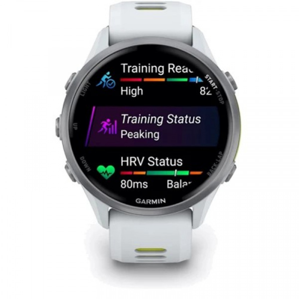 умные часы watch garmin forerunner 970 47mm titanium whitestone/yellow 010-02969-61