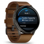 умные часы watch garmin venu 4 45 mm slate black leather brown 010-03014-03
