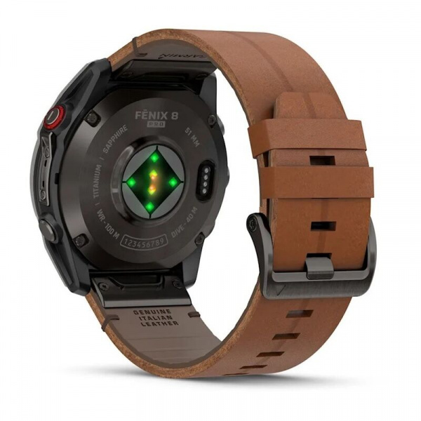 умные часы watch garmin fenix 8 pro 51mm amoled sapphire titanium carbon grey chestnut leather 010-03199-40