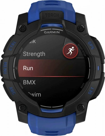 умные часы watch garmin instinct 3 50 amoled black with black/bolt blue band 010-03020-03